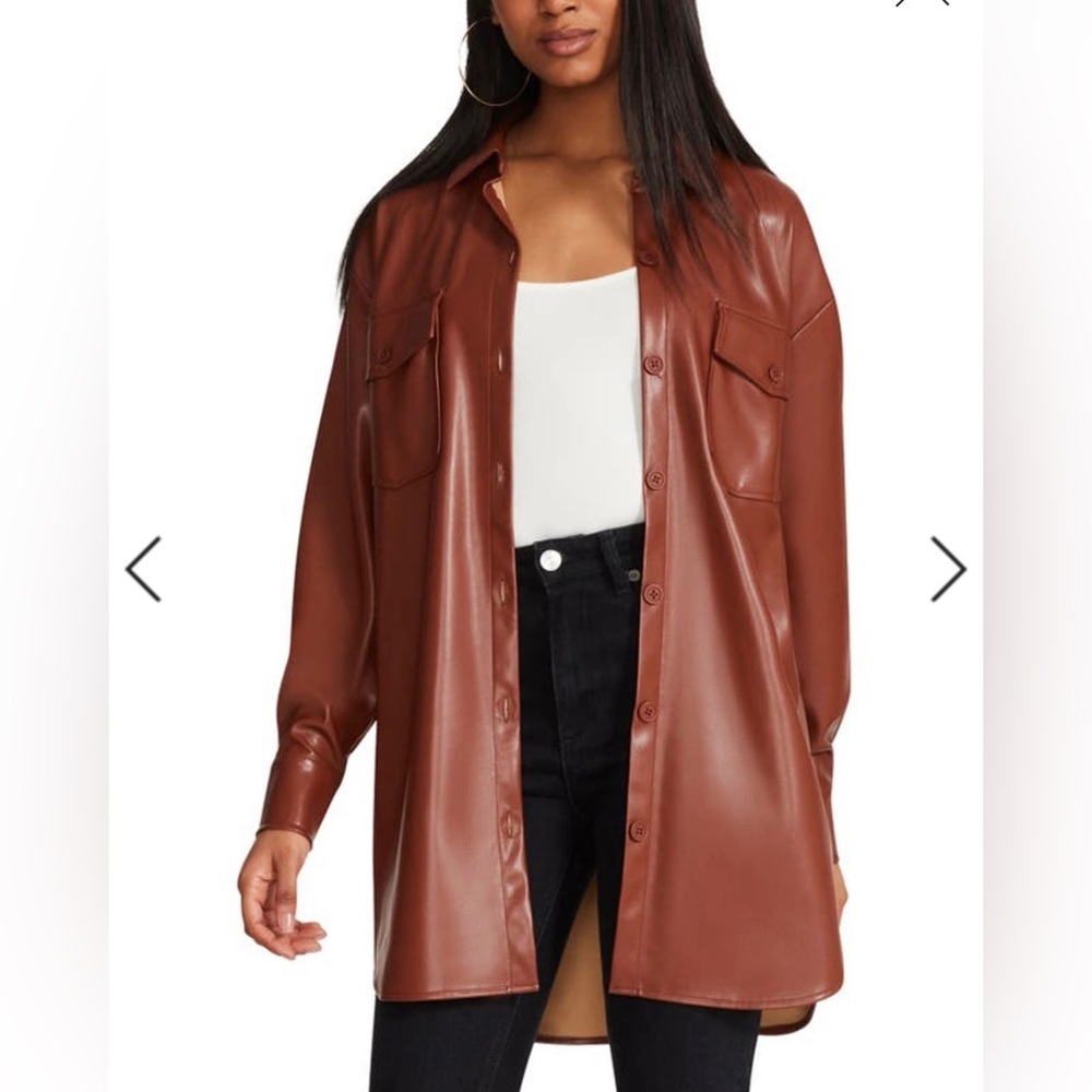 NWT Steve Madden Women's Faux Good Measure Shacket in Cognac